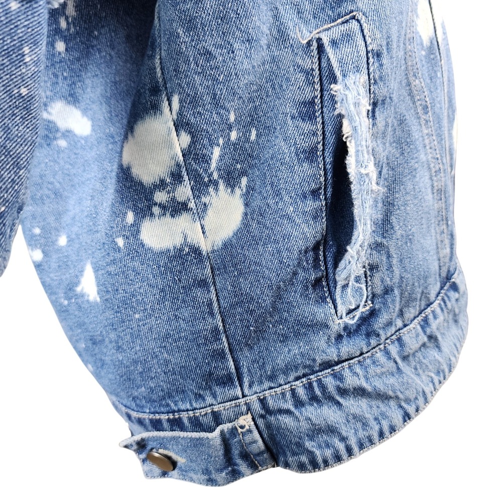 Akira Chicago Denim Jacket Womens Small Blue Bleached Distressed Grunge casual - Picture 7 of 15